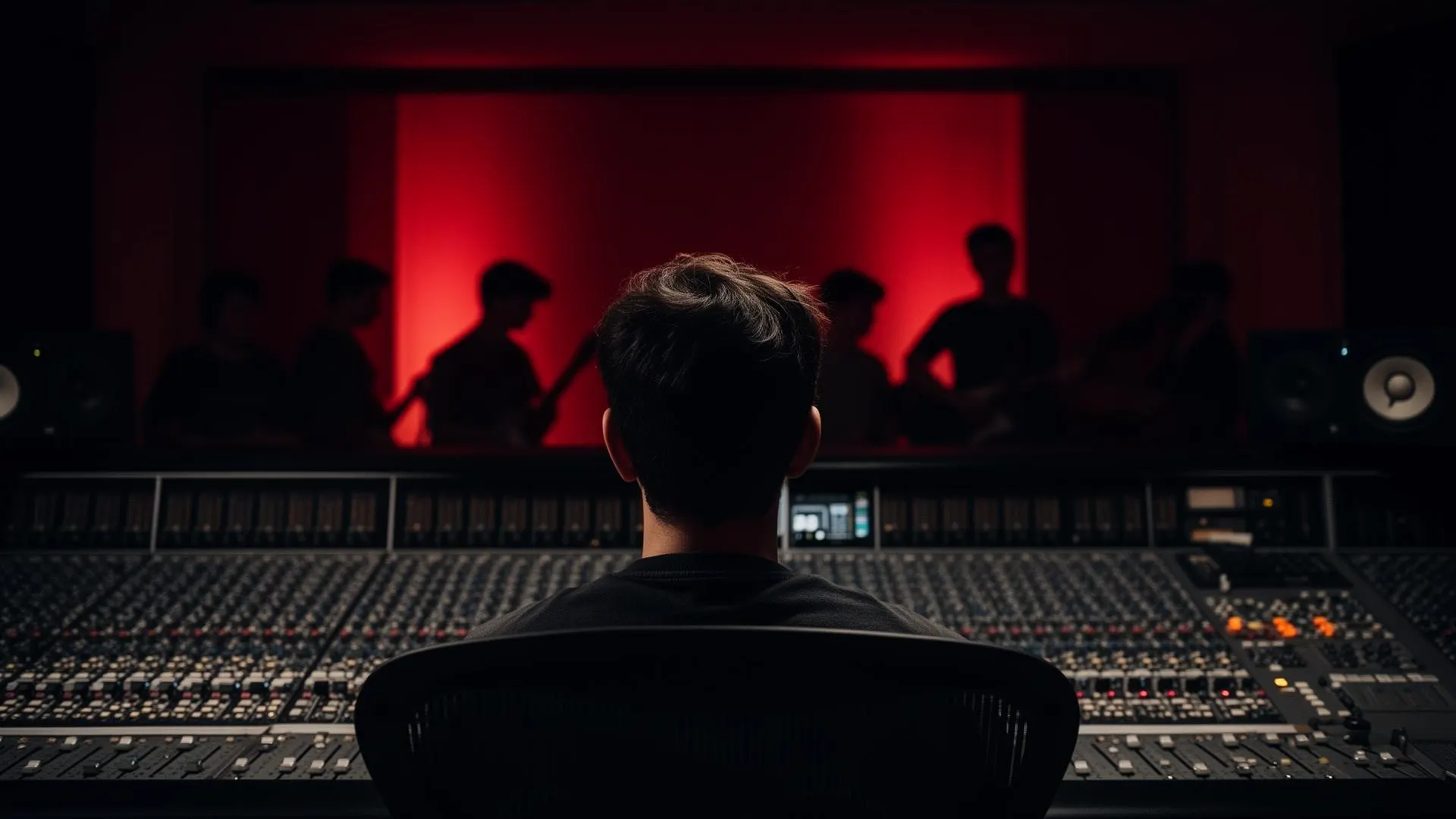 Junger Musikproduzent im Tonstudio